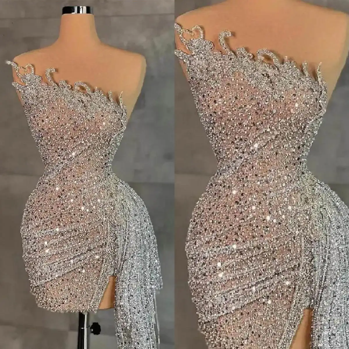 Sexy Schede Avondjurk Appliques Kralen Crystal Strapless Prom Dresses Mini Mouwloze Formele Jurk Op Maat Gemaakt