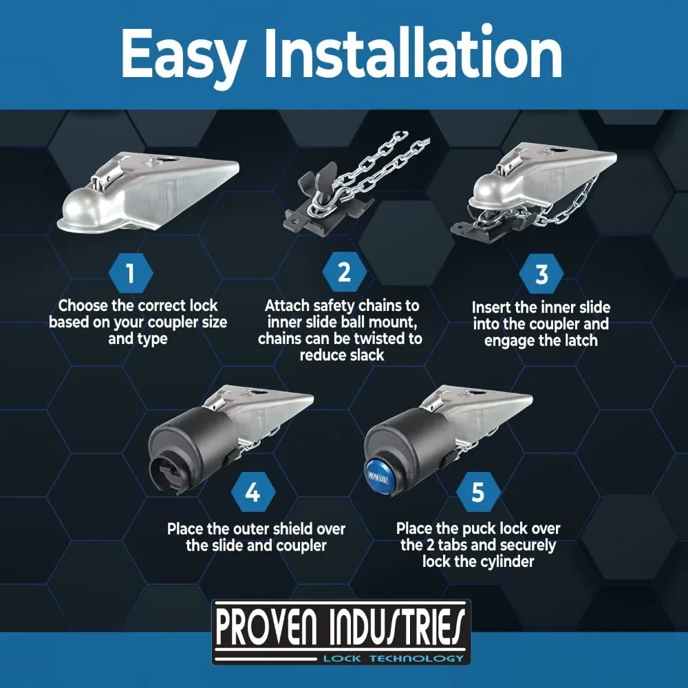 Fast  delivery.Model 2516 Trailer Lock  Fits 2 5/16-Inch Couplers  Secures Safety Chains  Made in The USA  (Blue)