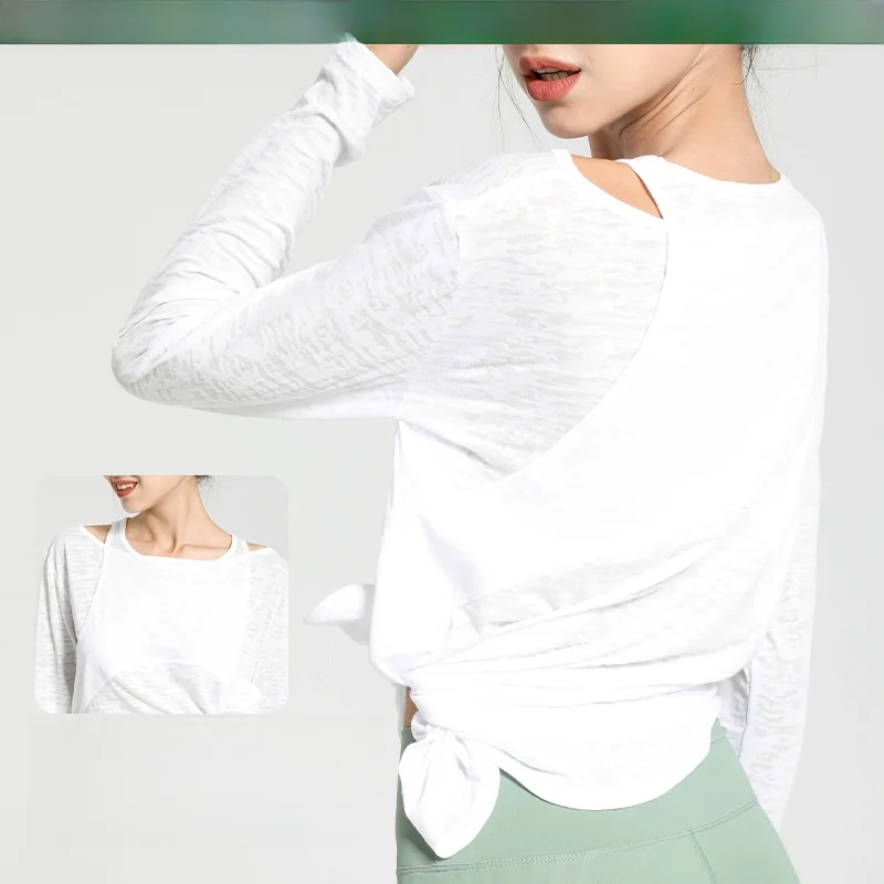 المرأة التجفيف السريع طويلة الأكمام اللياقة البدنية بلوزة فضفاضة كبيرة الحجم الربيع الصيف سترة رياضية لتشغيل اليوغا الأوروبية الأمريكية #2