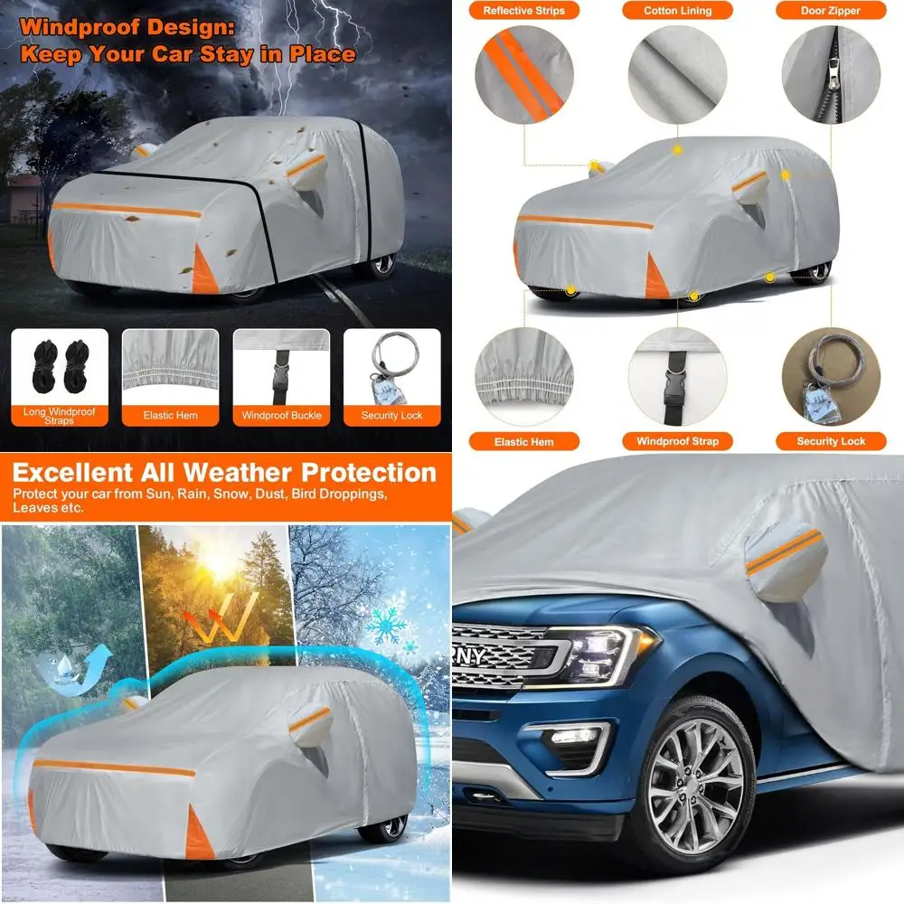 

Изготовленный на заказ водонепроницаемый автомобильный чехол для Ford Expedition/Lincoln Navigator SWB 1997-2025 гг., защита от ультрафиолета и погоды с дверной молнией и Co