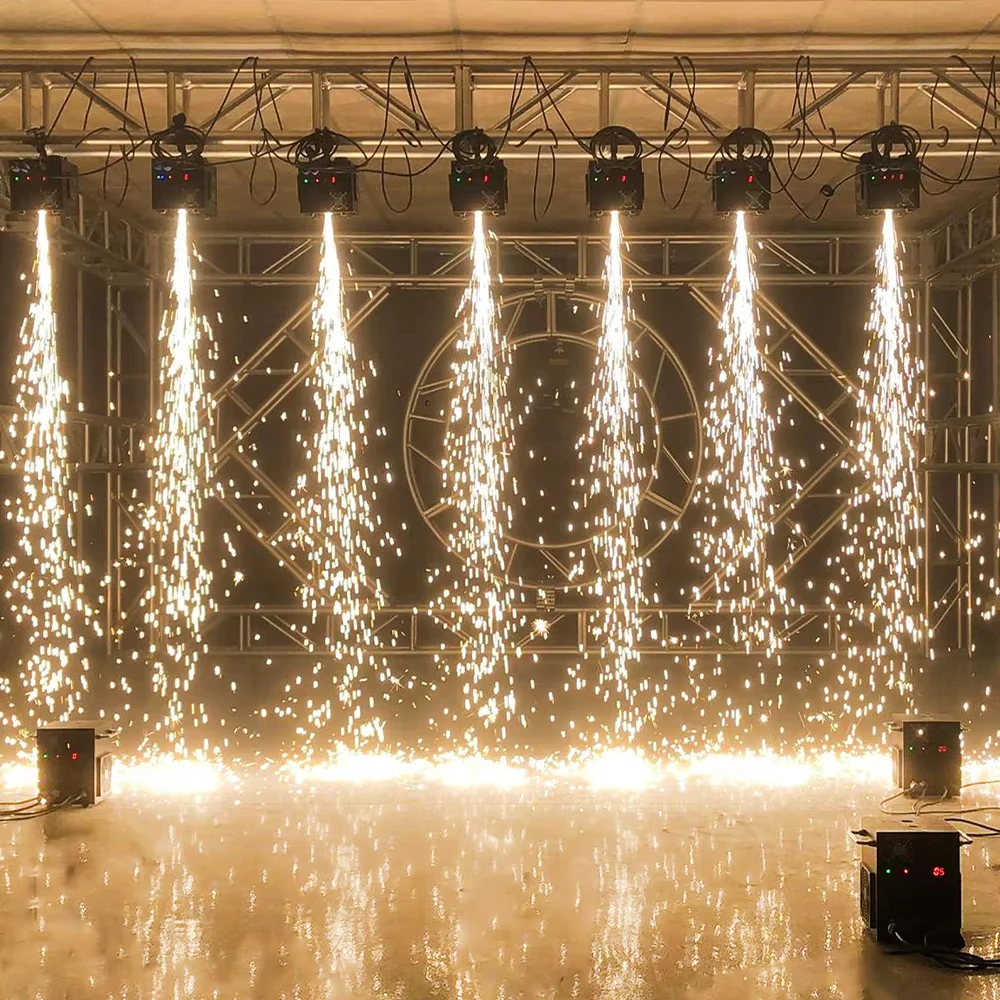 ماكينة شرارة باردة معلقة 750 وات مع جهاز تحكم عن بعد لمرحلة Dmx 512 ماكينة تأثيرات خاصة لحفلات دي جي ديسكو والنوادي الليلية وحفلات الزفاف