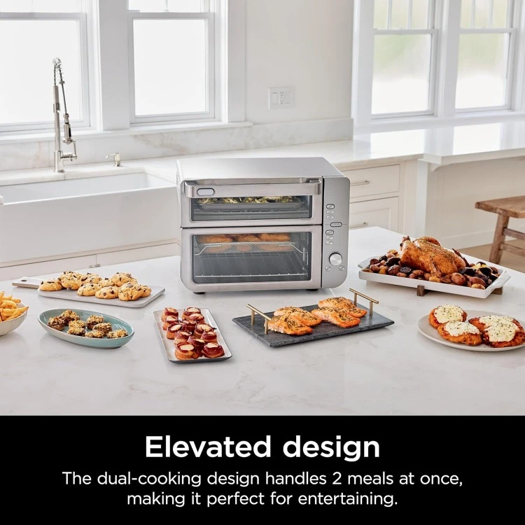 Double Stack XL Countertop Oven & Air Fryer, 12-in-1, Flexdoor, FlavorSeal, SMART FINISH with DualZone Technology