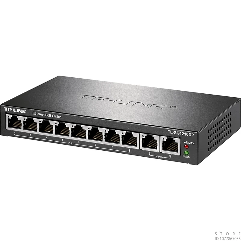 TP-LINK 8-port Gigabit PoE+2 Gigabit Uplink 10-port PoE Switch Network Splitter 1000M Switch TL-SG1210DP VLAN Support