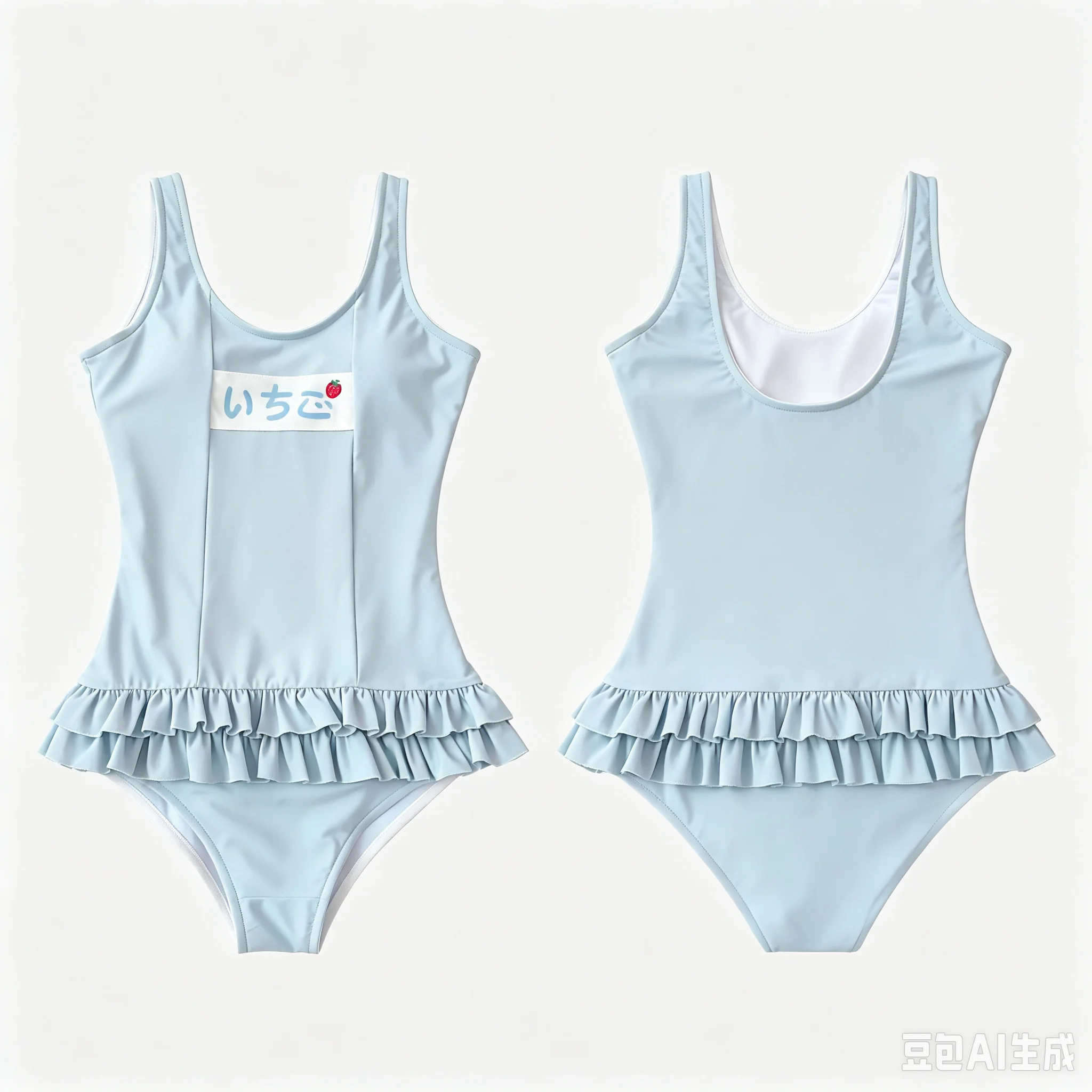 Girl Swimsuits Japanese Style Cute Cartoon One-piece Swimsuit Female Student Swimwear Ruffle Edge Slim Bathing Suit Women