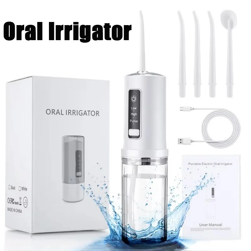 Portable Rechargeable Oral Irrigator 4 Nozzles Electric Dental Water Flosser Sprinkler Toothpick Mouth Washing Machine