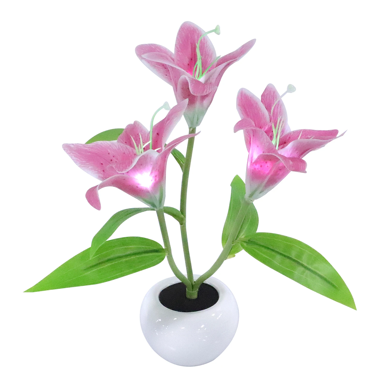 

Lily Flower Tabletop Table Decorative Night Bedside Lamp Lamp Bedroom Bedside Light Plastic Material Room Decor