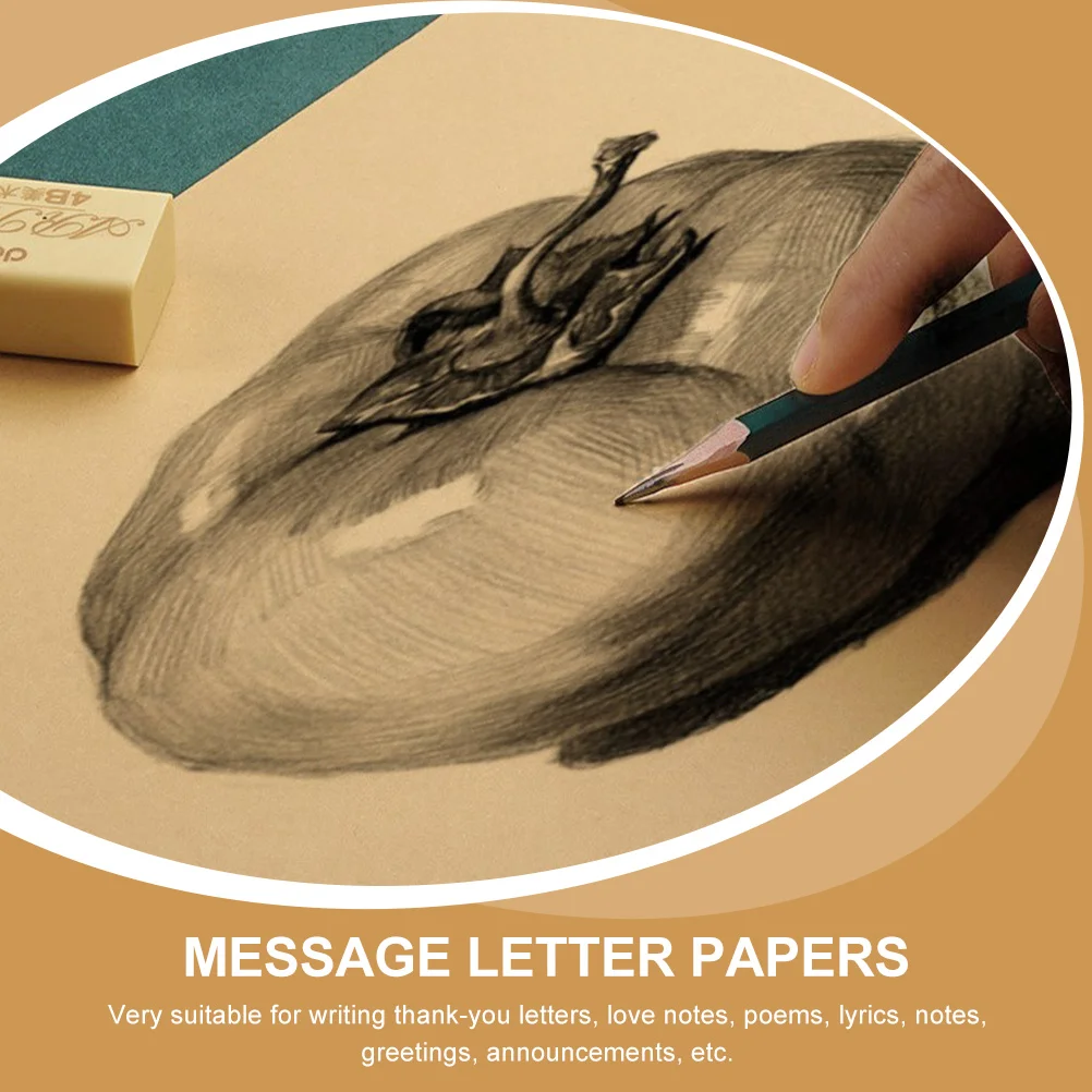 100 Sheets Kraft Paper A5 Letter Message Reminding Papers Writing Stationery Student Scrap Lettering Vintage