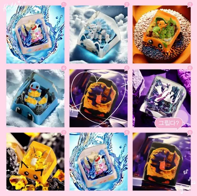 

PTCG Pokemon Keycap Mechanical Keyboard Resin Transparent Stereoscopic Keycap Lugia Gengar Togepi Snorlax Vulpix Wave 7