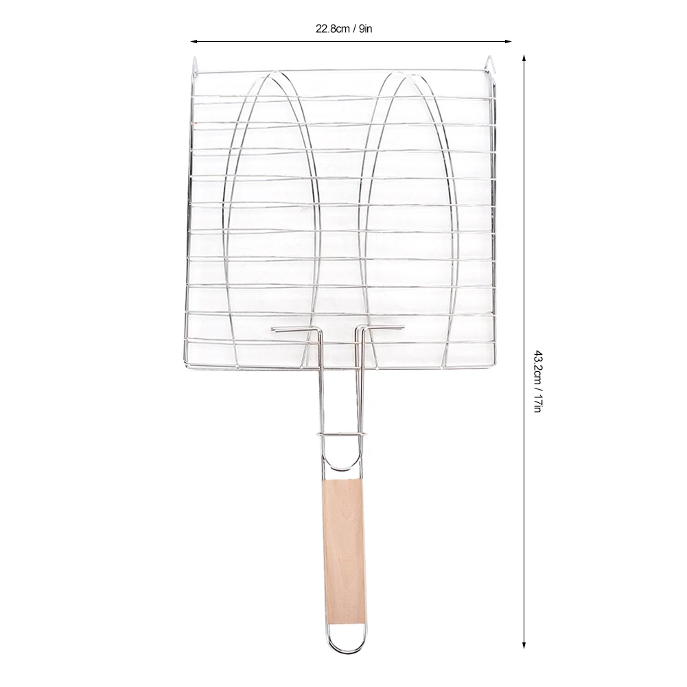 1 قطعة شبكة شواء يمكن استخدامها مع فرن الشواية الفولاذ المقاوم للصدأ مقبض غير لاصق سلة شواء قابلة لإعادة الاستخدام لفرن شواء لحوم الأسماك