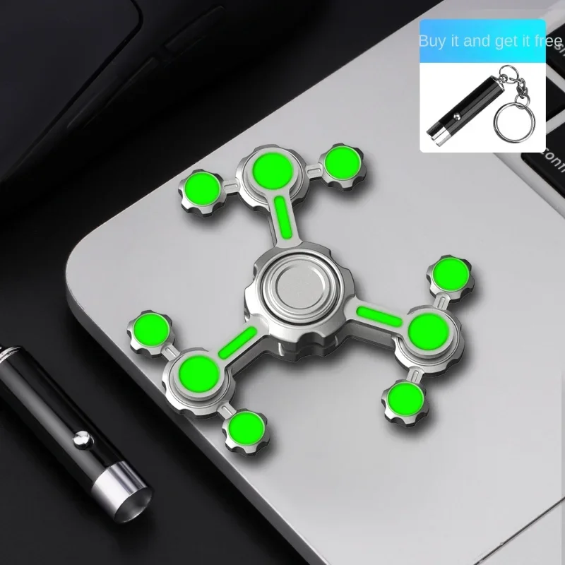 Technology Sense Chaos 3 Double Pendulum Luminous Fidget Spinner Alloy Super Long Time Finger Stress Relief Toys for Adults Kids