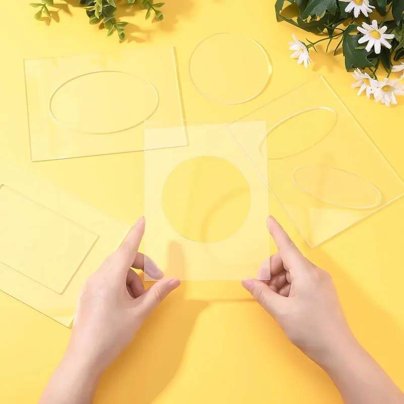 4Pcs 6x4.5inch Rectangle Frame Plastic Embossing Folders Clear Acrylic Embossing Diffuser Set for Card Making Scrapbooking