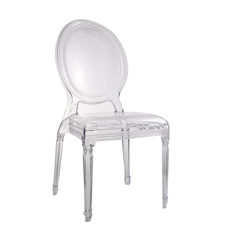 

Nordic style transparent ghost chair with black and white hollow design, made of PC material with transparent