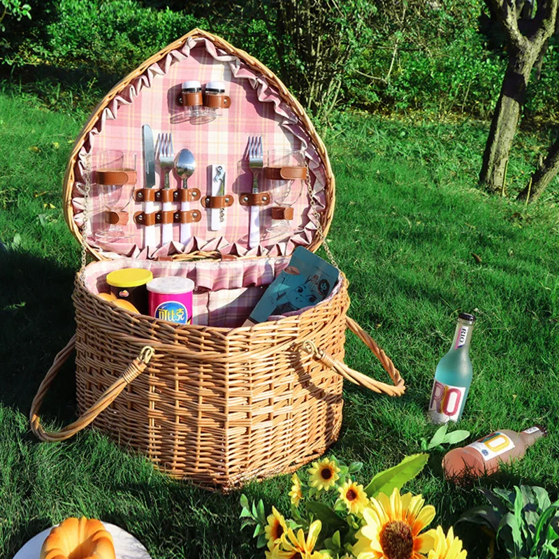 

Wicker Picnic Basket With Lid Picnic Hamper Hand Woven Flower Basket Home Wicker Picnic Hamper For Indoor Outdoor Picnic Camping