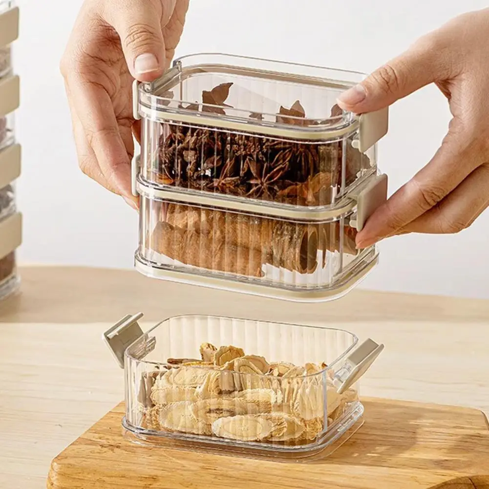 

Kitchen Spice Organizer Spice Storage Box with 5 Compartments Leakproof Kitchen Organizer Multilayer Stackable Jars for Salt