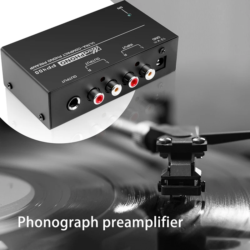 Pré-amplificador Ultra Compact Phono Preamp com Rca, 1 ", 4" TRS Interfaces, PP400 Preamp, US Plug