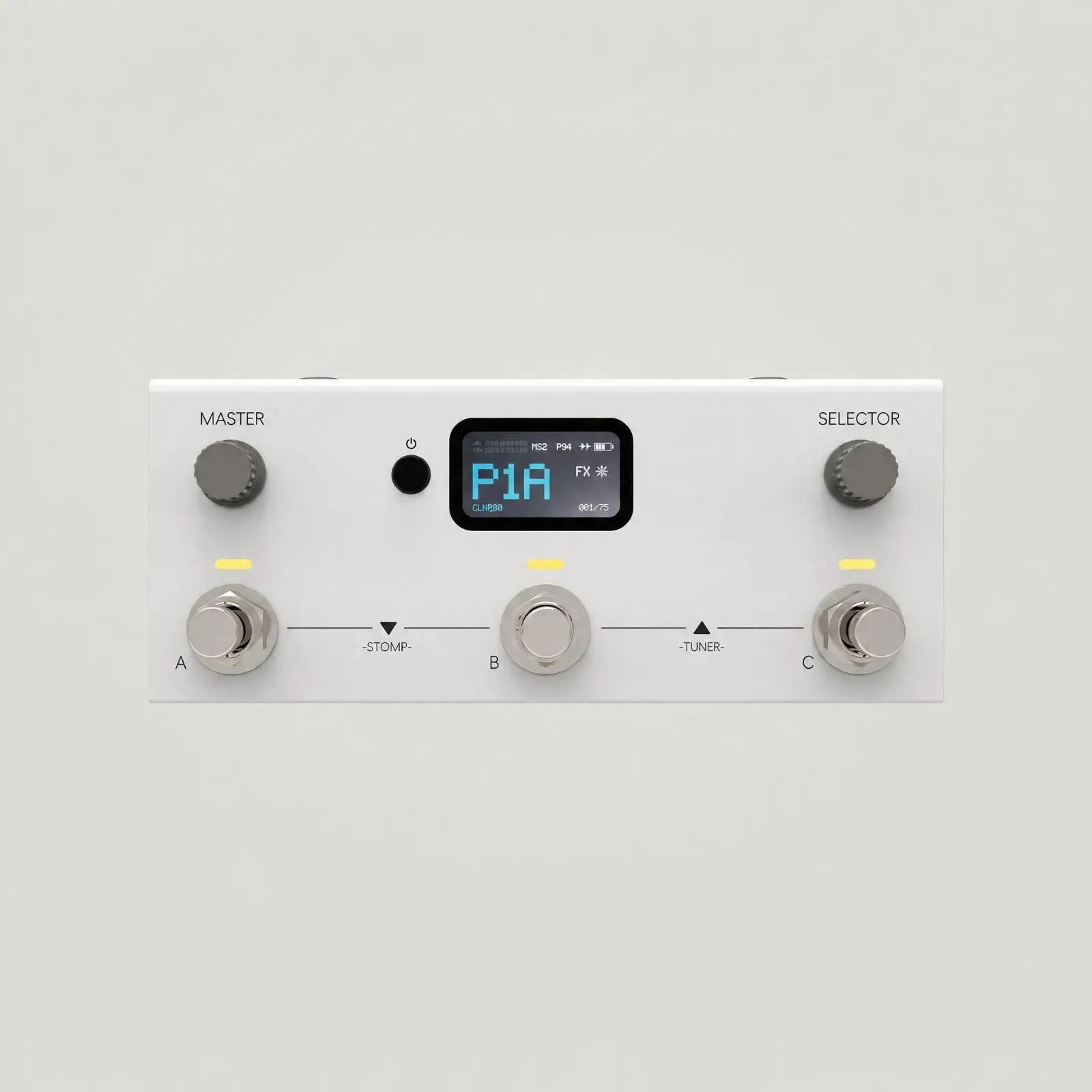 Portable Music Sound Processor Guitar Effects Device with Three Footswitches and Display for Tone Editing