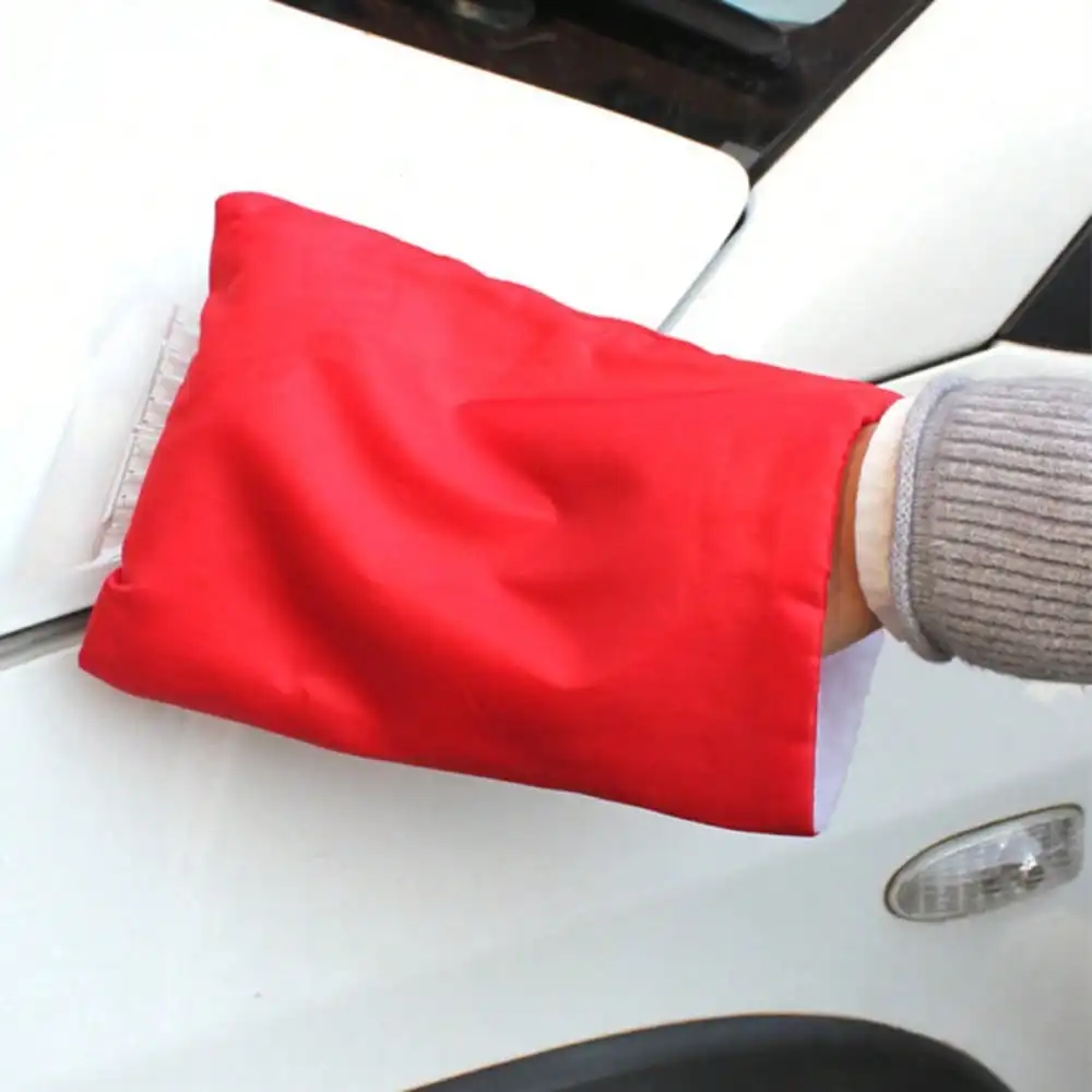 Car mounted with protective cover, winter car snow shovel, snow shovel with plush warm gloves, defrosting and ice removal shovel