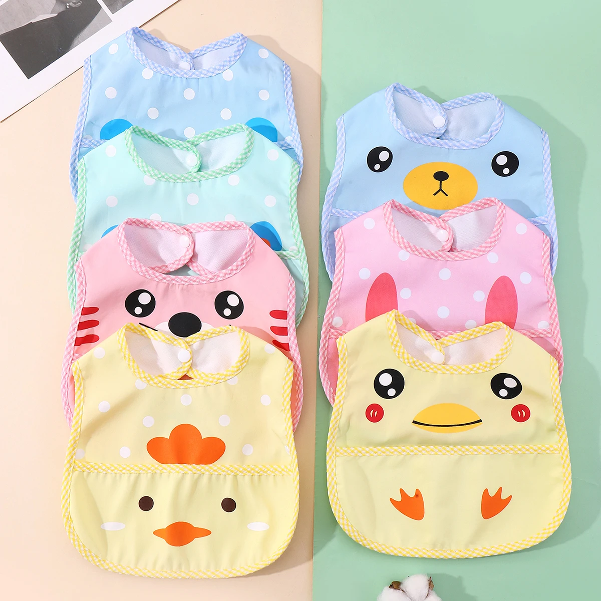 Random 3pcs Boys Girls Feeding Bibs Soft Cotton Waterproof Drool Towel Animal Pattern Baby Bibs For Kids Snap Button Burp Cloths