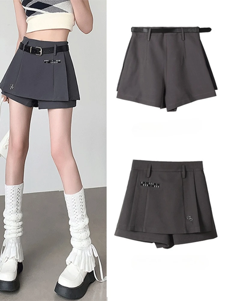 

Корейская шикарная винтажная мини-юбка трапециевидной формы Y2K, серый блейзер, стильная облегающая короткая юбка с высокой талией, летняя сексуальная уличная одежда для женщин