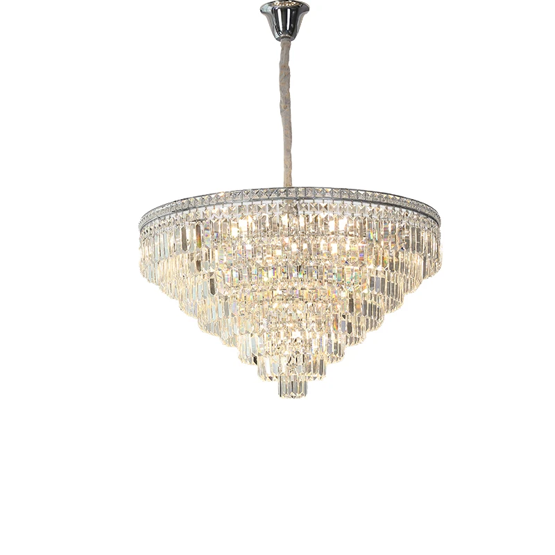 

Modern Silver Crystal Ceiling Chandelier Home Appliance Luxury Hanging Lamps over Living Room Lamparas Lustres Cristal