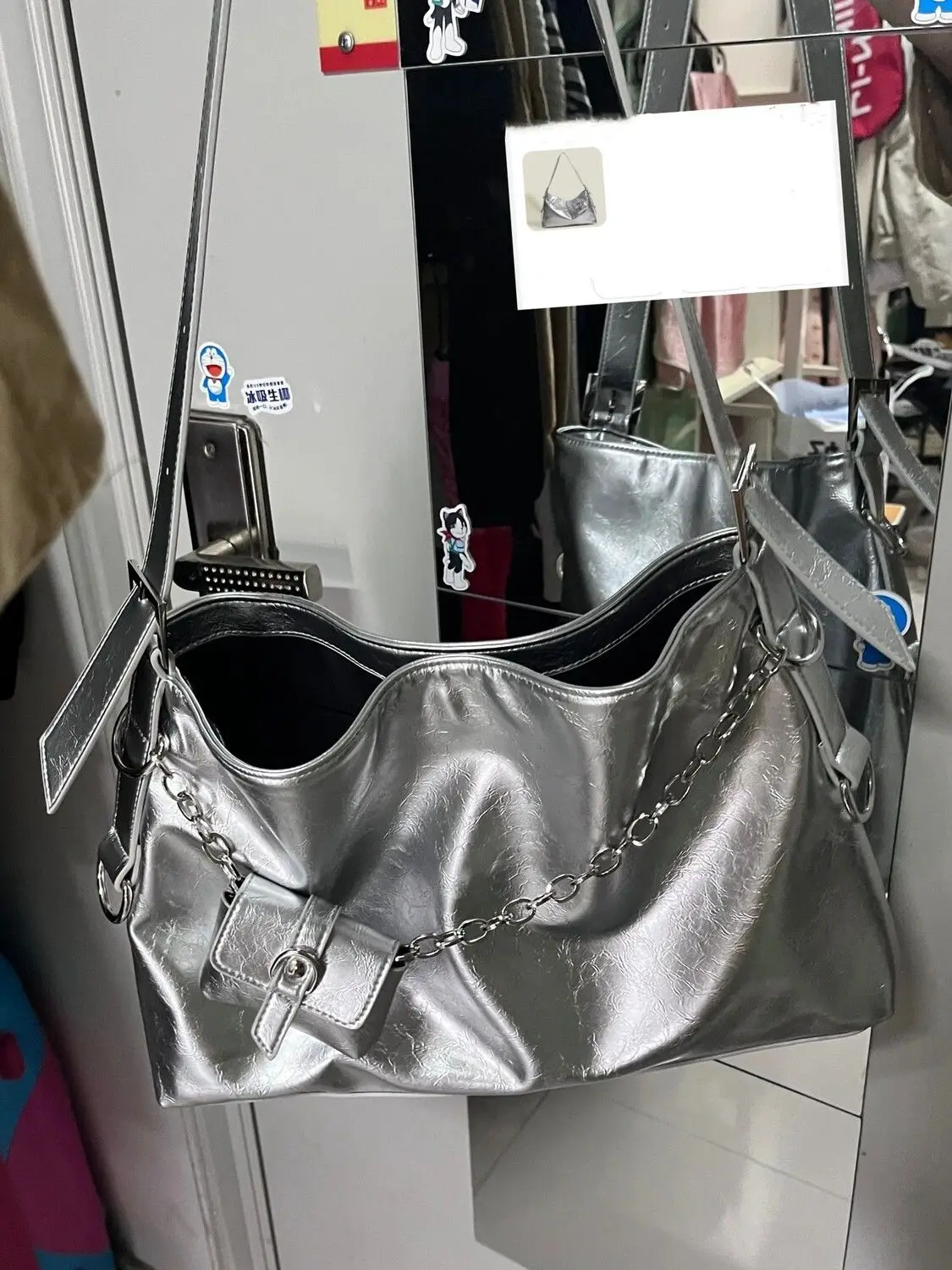 Bolso de hombro plateado de gran capacidad para mujer, bandolera que combina con todo, moda de verano, 2024