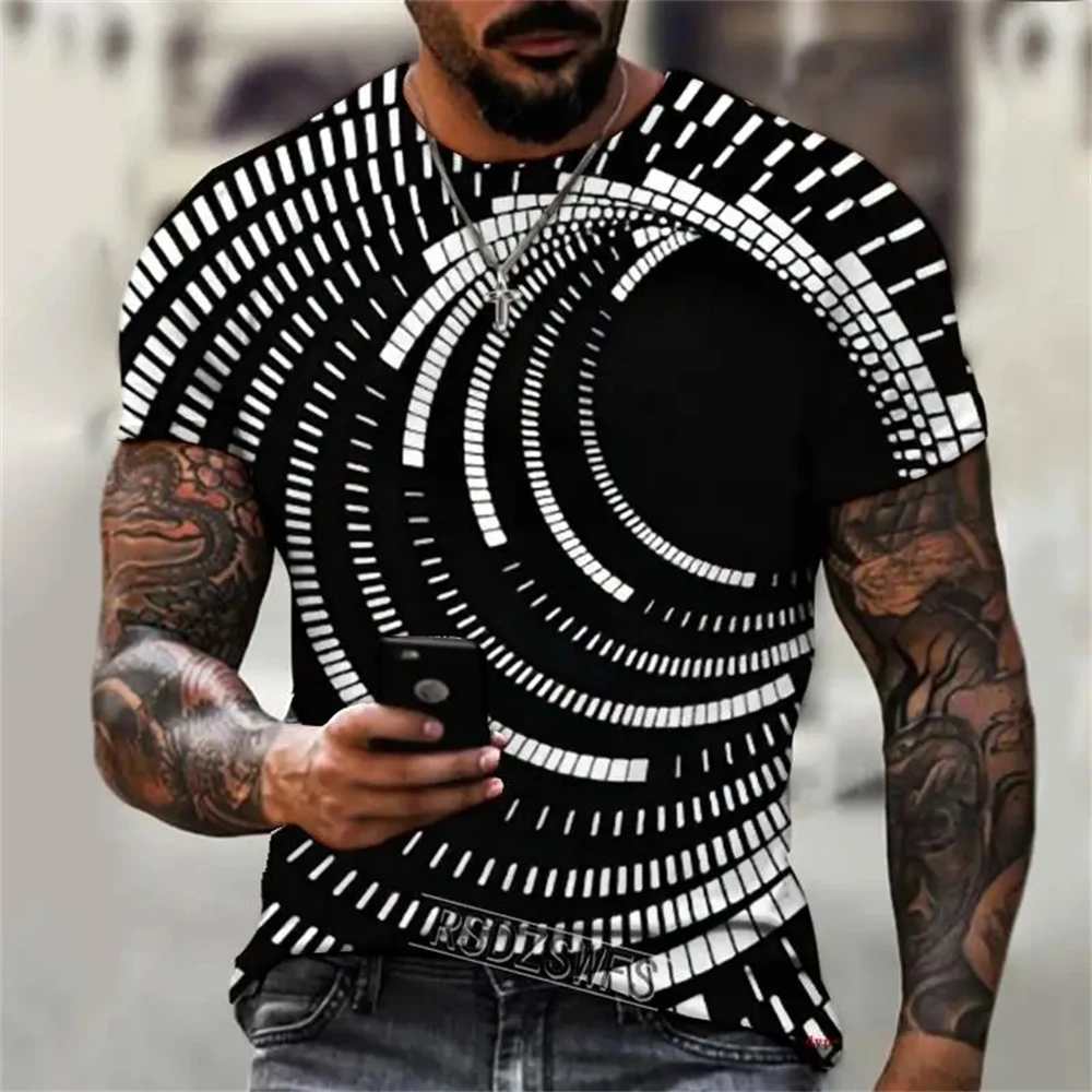 New Summer Men's Abstract Design T-Shirt Fashion Casual 3D Printing Loose O Neck Short Sleeve Street Personality Plus Size Tops