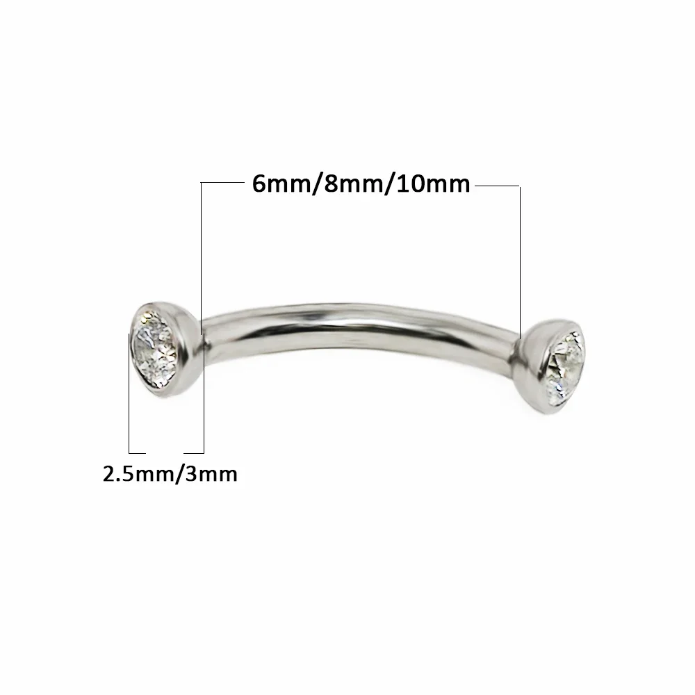 F136 Titanium Piercings Eyebrow zircon Cartilage Earring Piercing Internal thread Eyebrow Curved Barbell Labret Lip Body Jewelry view 6