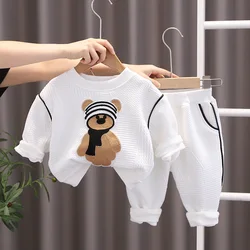 Spring Baby Boys Cotton Children Clothes Set Cartoon Bear Sweater Pants 2Pc Infant Outfits Toddler Sports Costume Kids Tracksuit