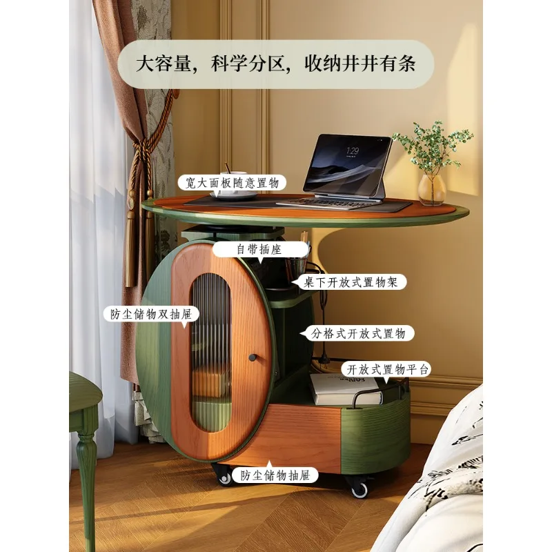 Mobile computer desk, sofa side table, bedroom movable workbench, bedside table, rotating storage