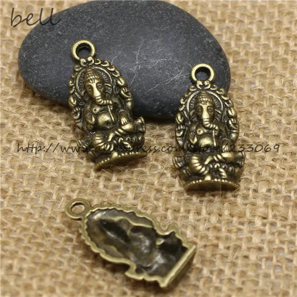 40Pcs/lot 14*27mm Vintage Religion Thailand Ganesha Charms Antique Metal Alloy Buddha Charms Jewelry Pendants