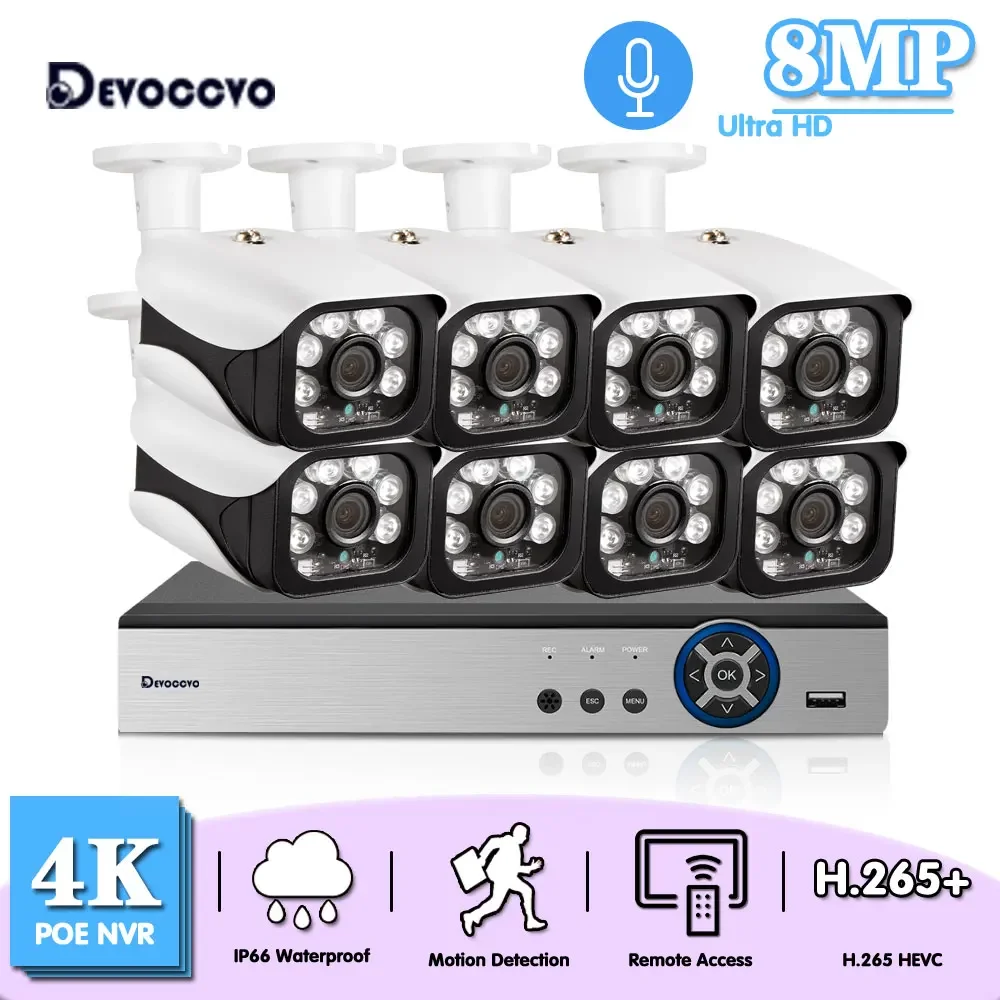 

8CH 8MP POE NVR Kit CCTV Security System 4K Outdoor Waterproof Plug&Play IP Bullet Camera Video Surveillance System 4CH XMEYE