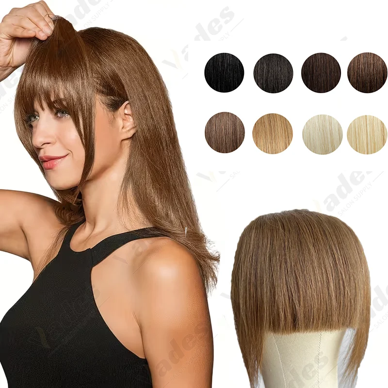 Clip In Bangs Fake Bangs with Sideburns Hair Piece Real Natural Hair Extensions for Women Daily Style Suitable Add Hair Volume