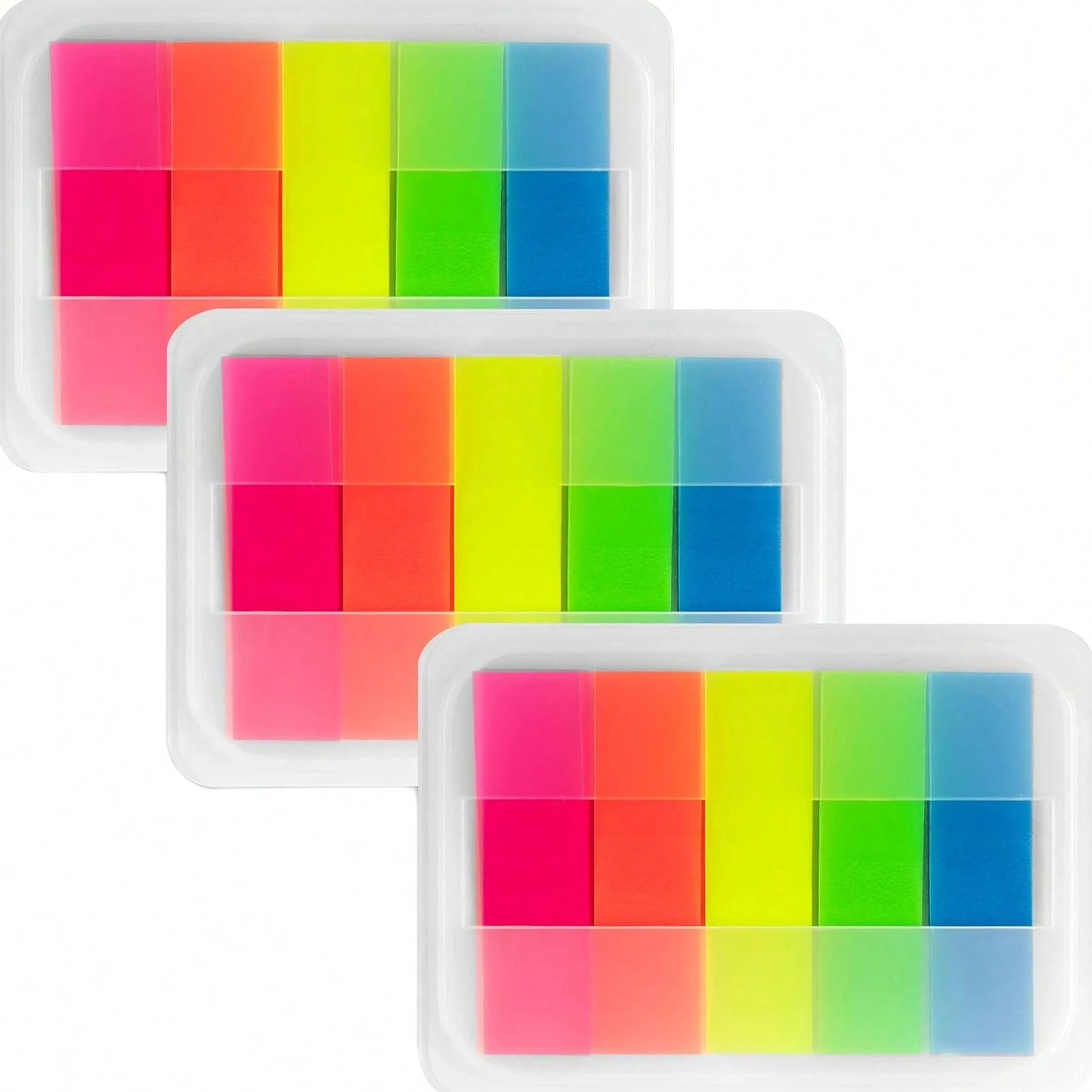 3 Packungen mehrfarbige Neon-Indexstreifen im Aufbewahrungskoffer, abnehmbare selbstklebende Seitenregisterkarten, beschreibbare Notizetiketten zum Lesen – Detail 9