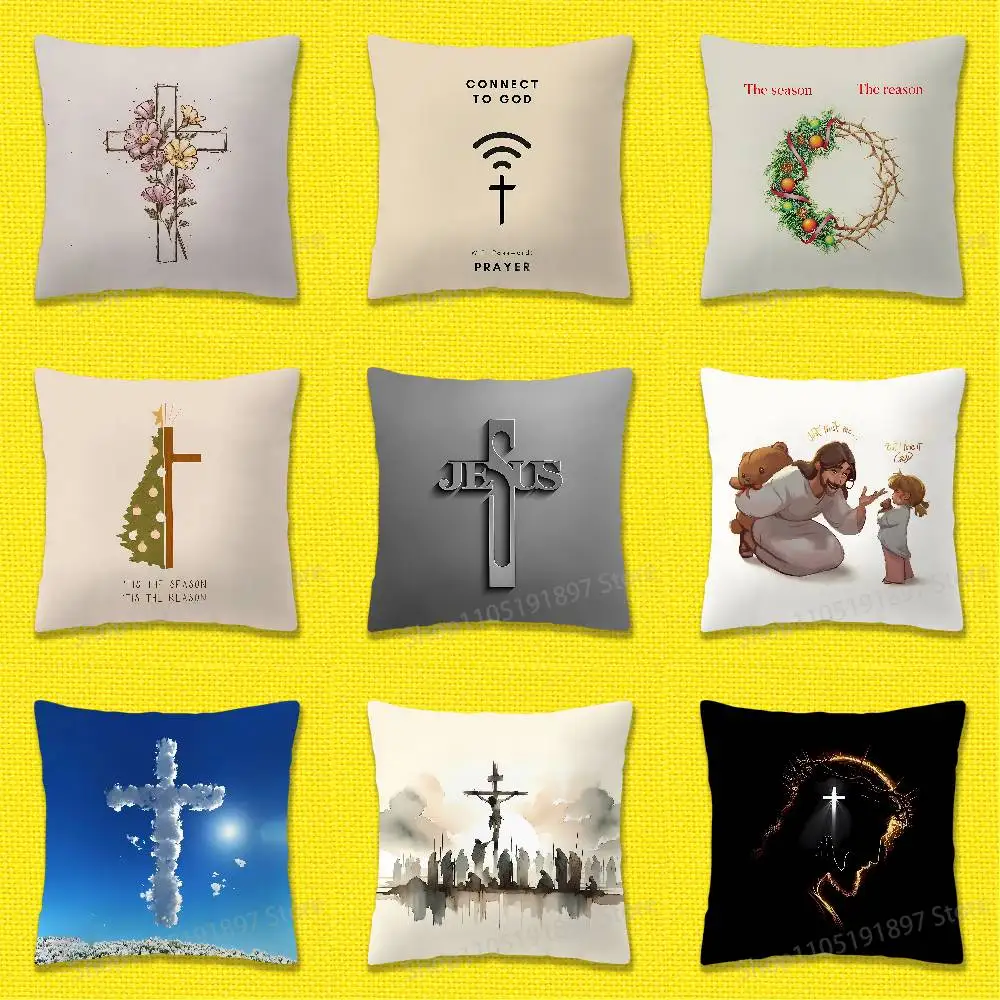 

Christmas Jesus Girl God Cross Throw Pillow Case For 45cm 40cm 55cm 50cm 30cm Square Car Pillowcase Shell