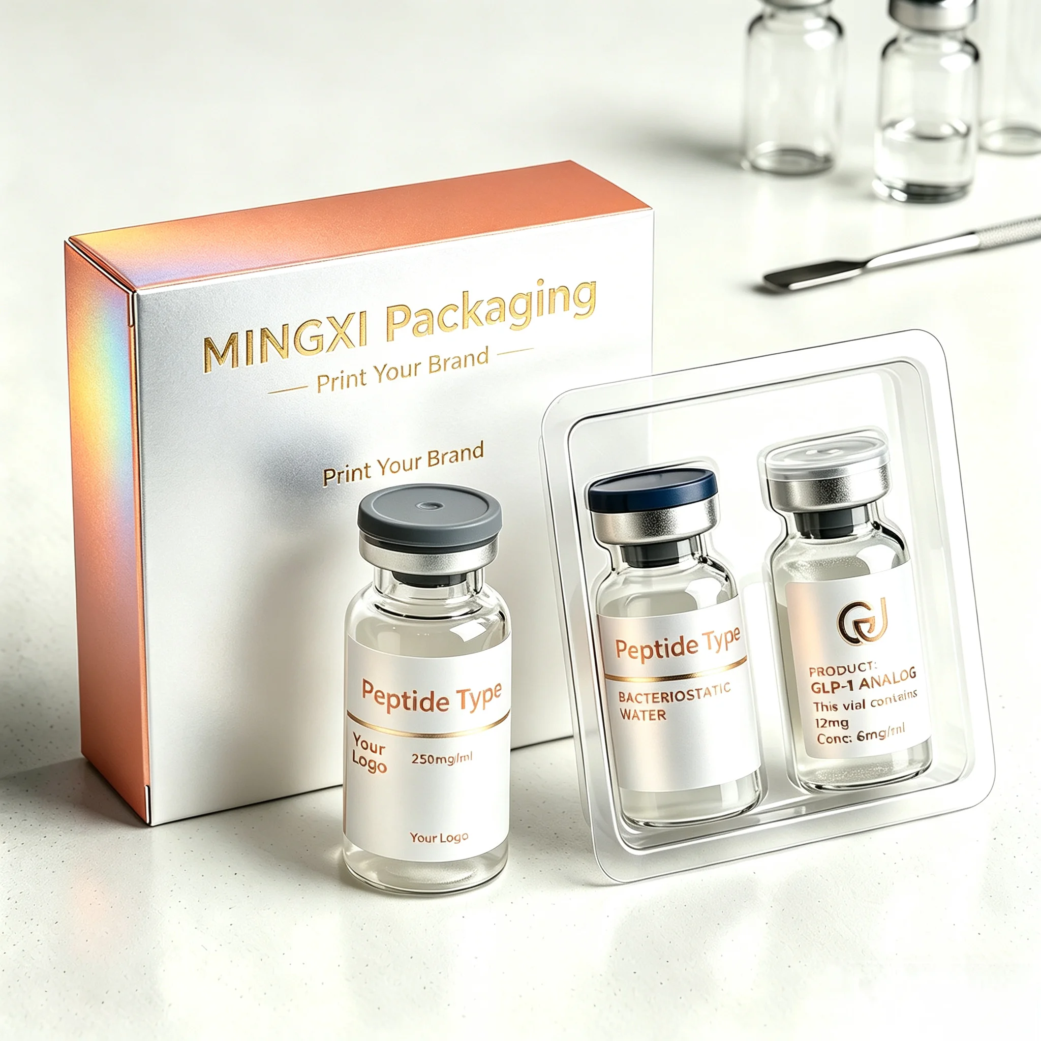 Waterproof High Temperature Resistant Peptide Vial Stickers,Precision Printed Self Adhesive Labels for Injectable Health Supple