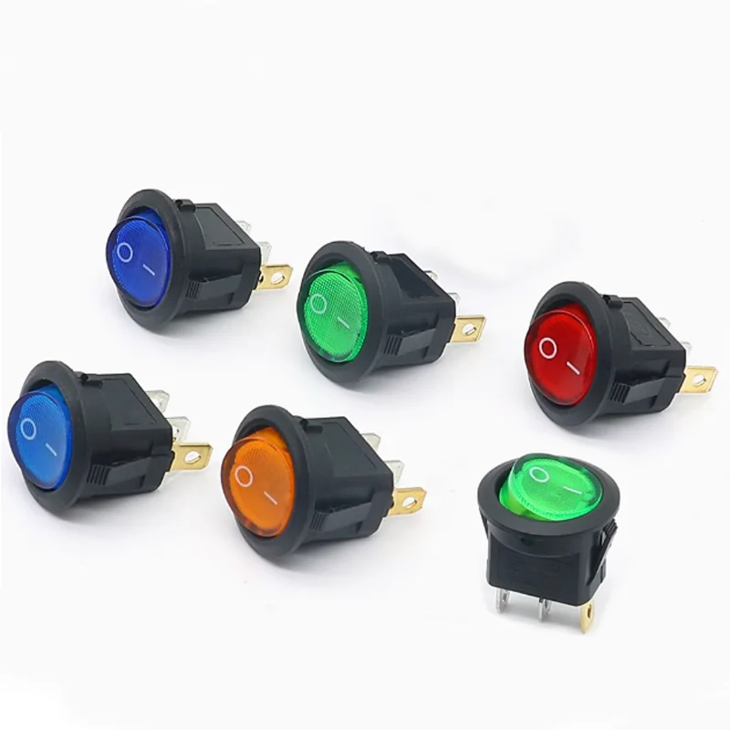4Pcs 12V/220V Led Switch 10A 12V Light Switch Power Switch Car Button Lights ON/OFF 3pin Round Rocker Switch KCD1
