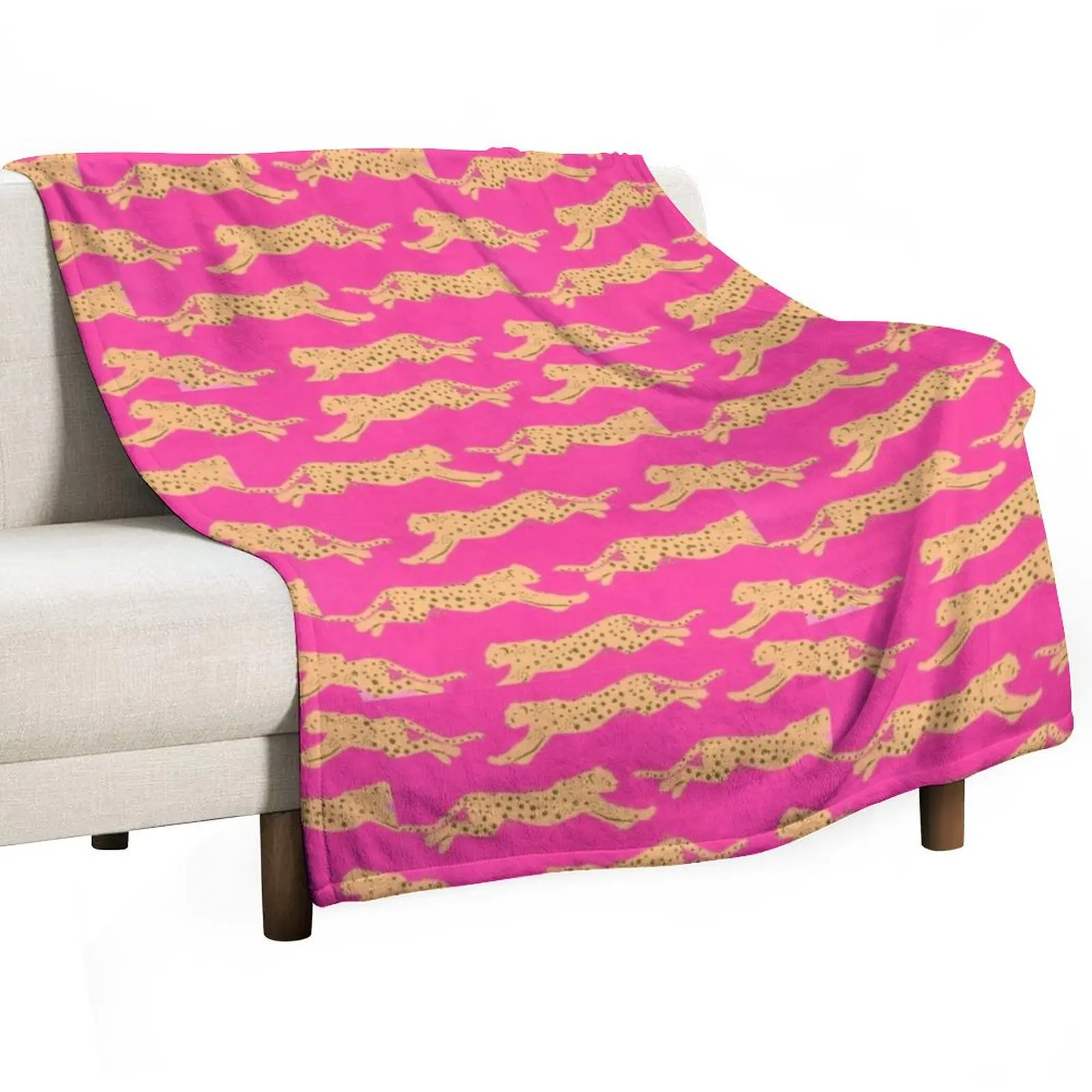 Pink Running Cheetahs Throw Blanket wednesday Moving Winter beds Baby Tourist Cute Blankets