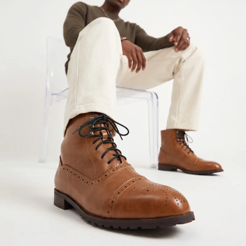 Women Luxury Classy Casual Brown Ankle Boots Ladies Comfortable Short Boots OL Business Wear Leather Shoes New 2026
