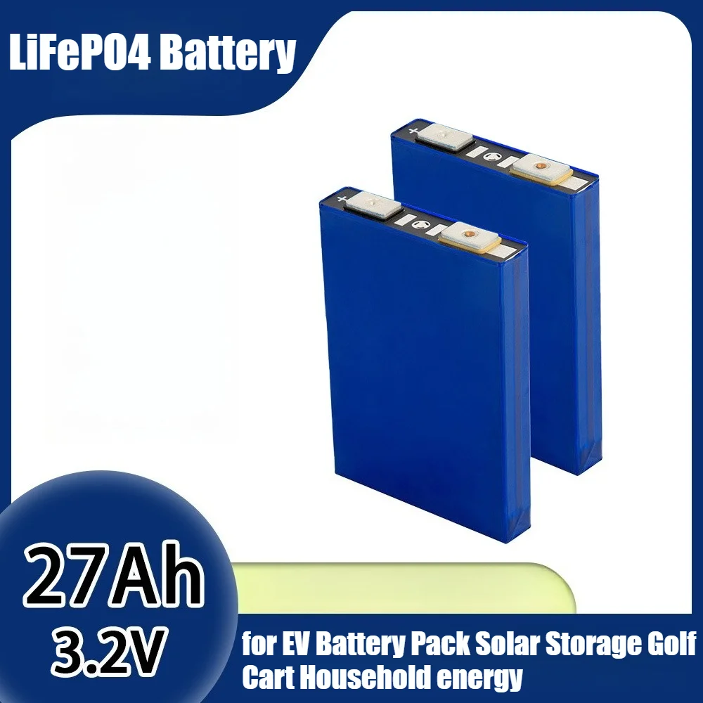 3.2V 27Ah LiFePO4 Battery Cell - High Rate LFP Prismatic Cell for EV Battery Pack Solar Storage Golf Cart Household energy