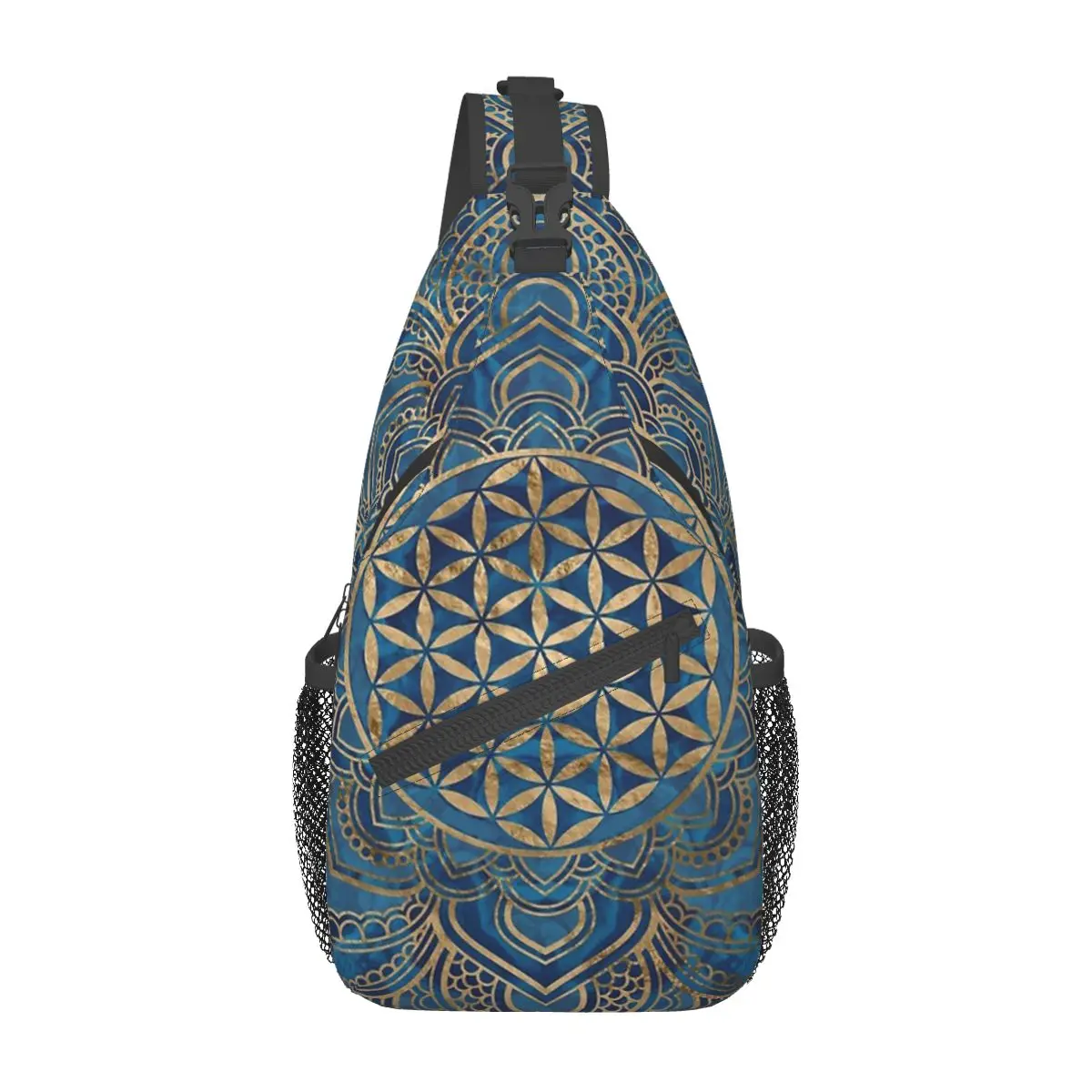 Lotus Mandala Small Sling Bag Chest Crossbody Shoulder Sling Backpack Travel Hiking Daypacks Pattern Bohemian Boho Print Satchel