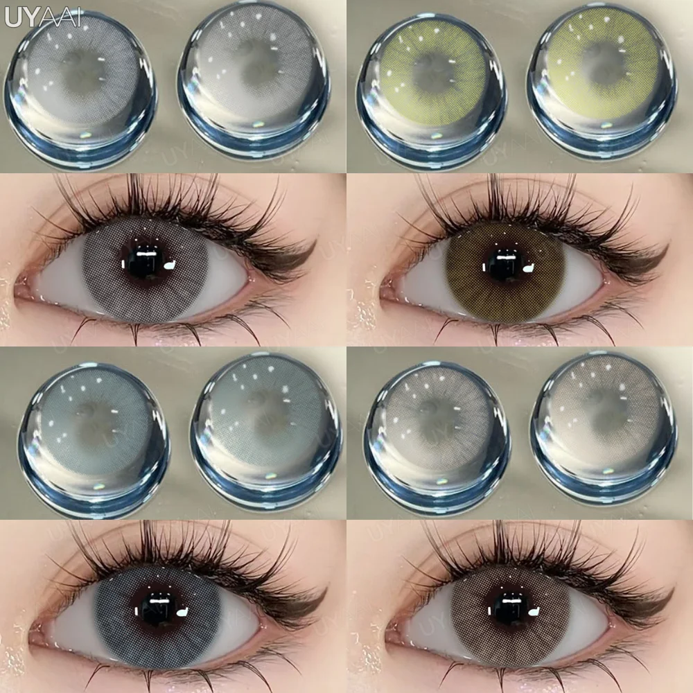 UYAAI 1 Paar farbige Kontaktlinsen für Augen, natürliche Modelinsen, graue Schönheit, Schüler, blaue Augenlinsen, Kosmetik, weiche Linsen