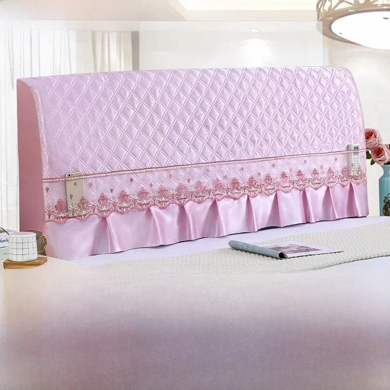 Thickened Cotton Enclosed Modern Simple Bedside Cover Dustproof Protective Real Wood Bedhead Shield Home Fabric Decoration