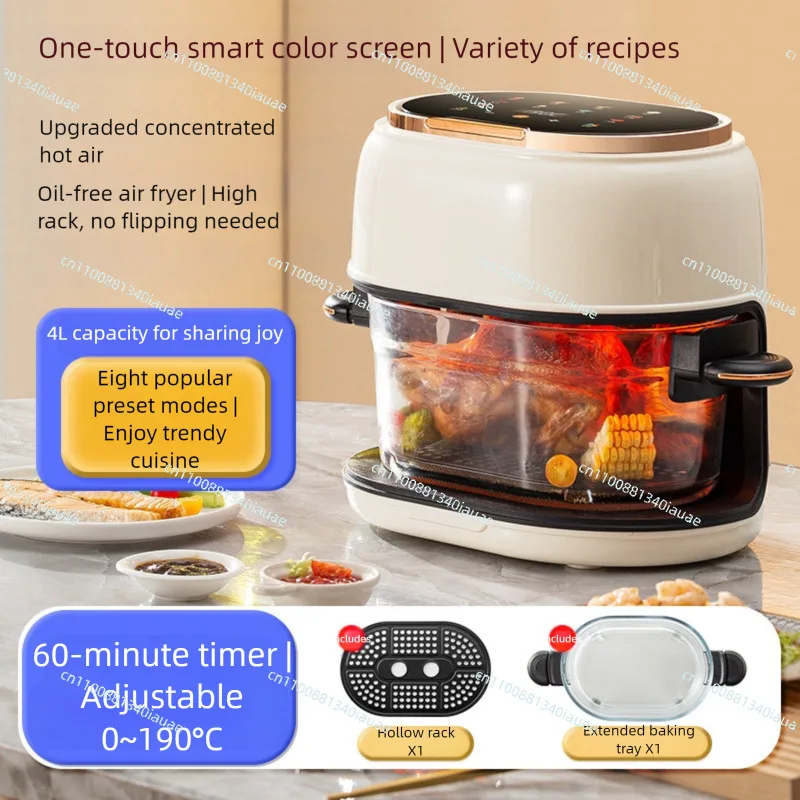 Air Fryer Household Thickened Glass Panoramic Window Color Screen Touch Multi-function