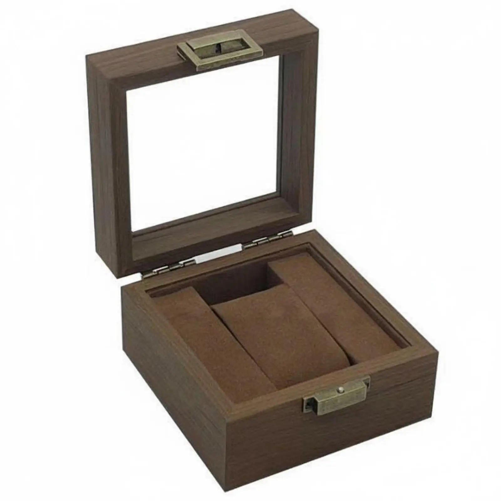 Vintage Watch Display Box Solid Wood Construction Wooden Timepiece Box Dustproof Cushioned Wristwatch Holder