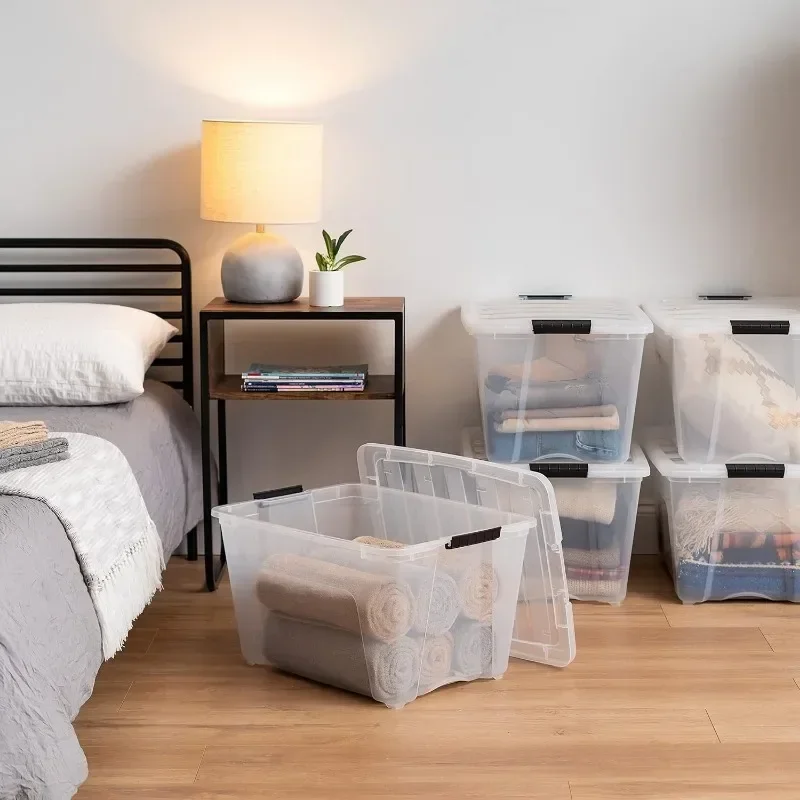 

Stackable Plastic Storage Bins with Lids Transparent Organizing Solutions