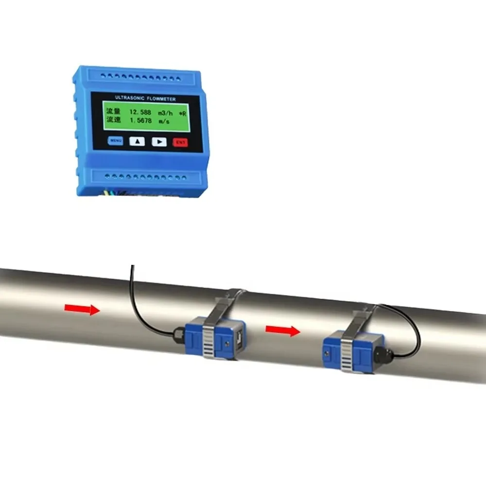 Ultrasonic Flow Meter Split Type DN50-DN700mm High Accuracy Industrial Pipeline Water Measurement Digital Display
