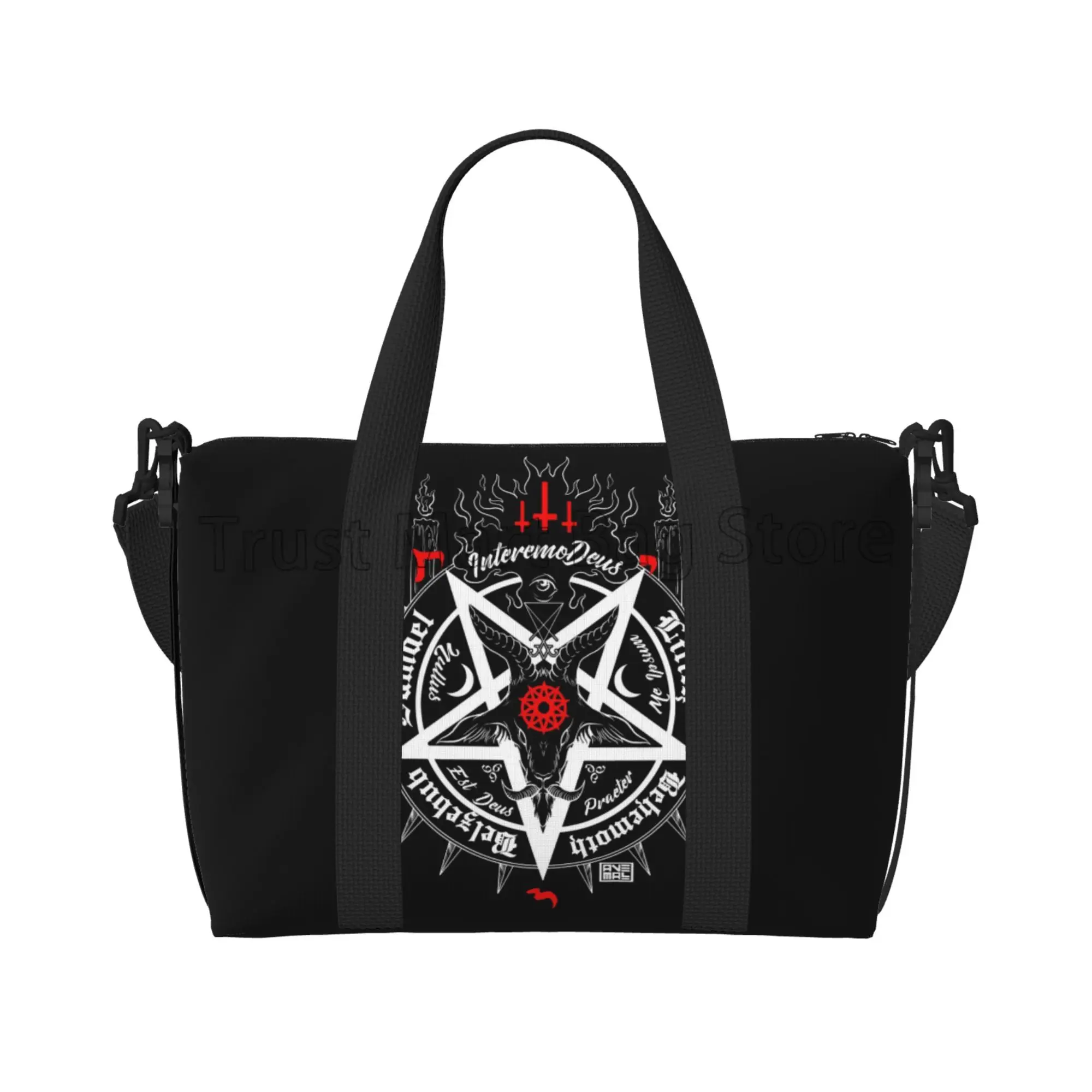 Satanic Occult Duffle Bag Satan Skull Dead Head Graphic Multipurpose Weekender Bags Unisex Waterproof Sports Yoga Luggage Bag