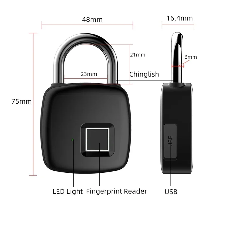 Tuya Fingerprint Padlock Bluetooth Smart Keyless Lock Mini Portable Biometric Padlock with USB Charging For Locker Luggage Gym