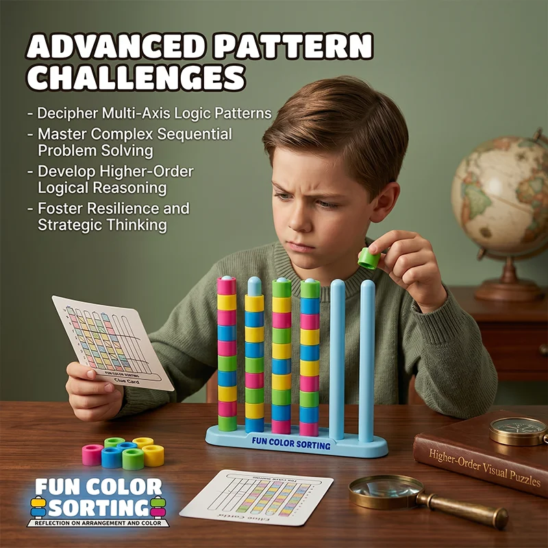Color Matching Challenge Game Fast Pattern Sorting Ring Stacking Toy 2 Player Puzzle Board Games Educational Kids Gift