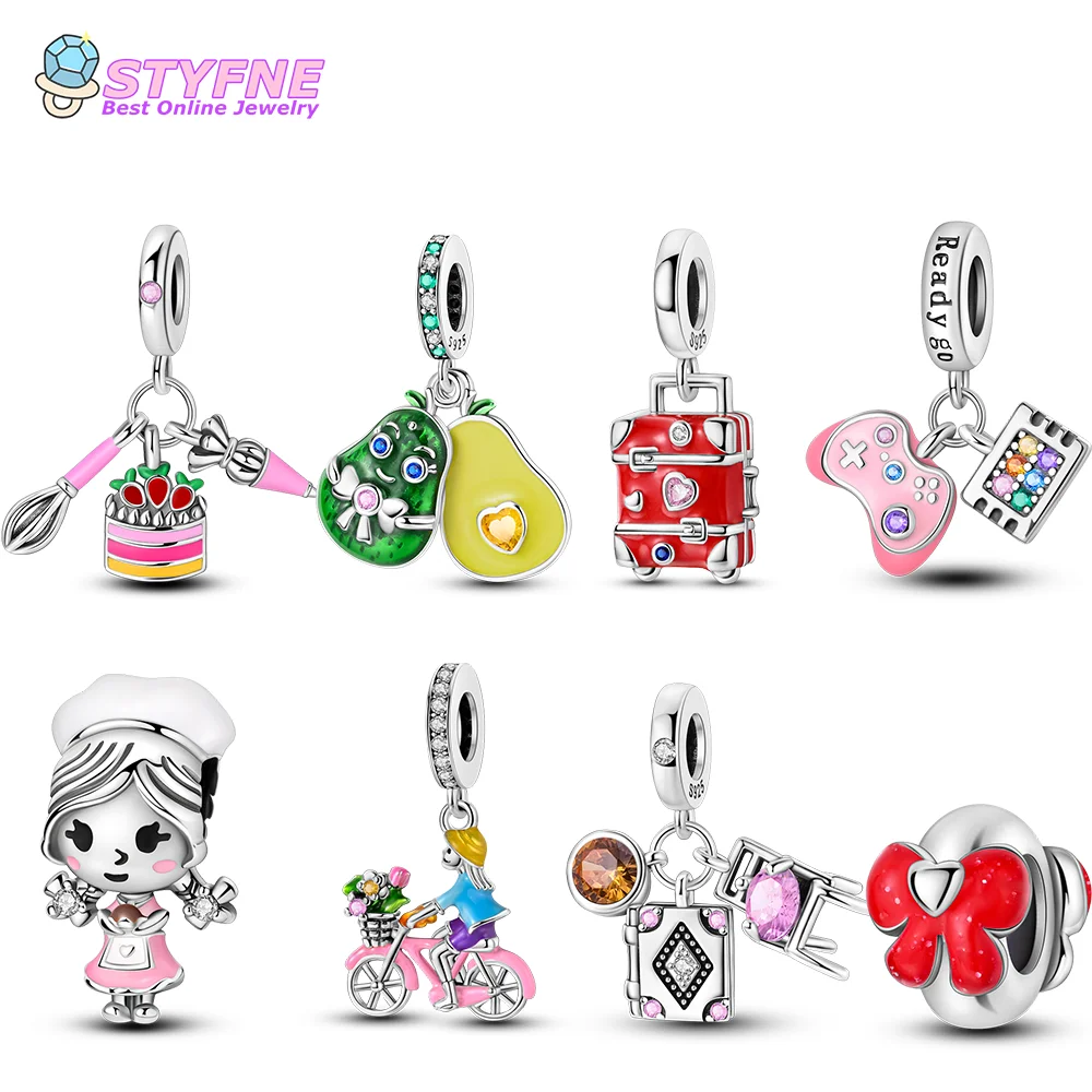 925 Sterling Silver Baking girl Beads Charms fit Bracelets and Necklaces Dangle Pendants Fine Jewelry for Women Girls